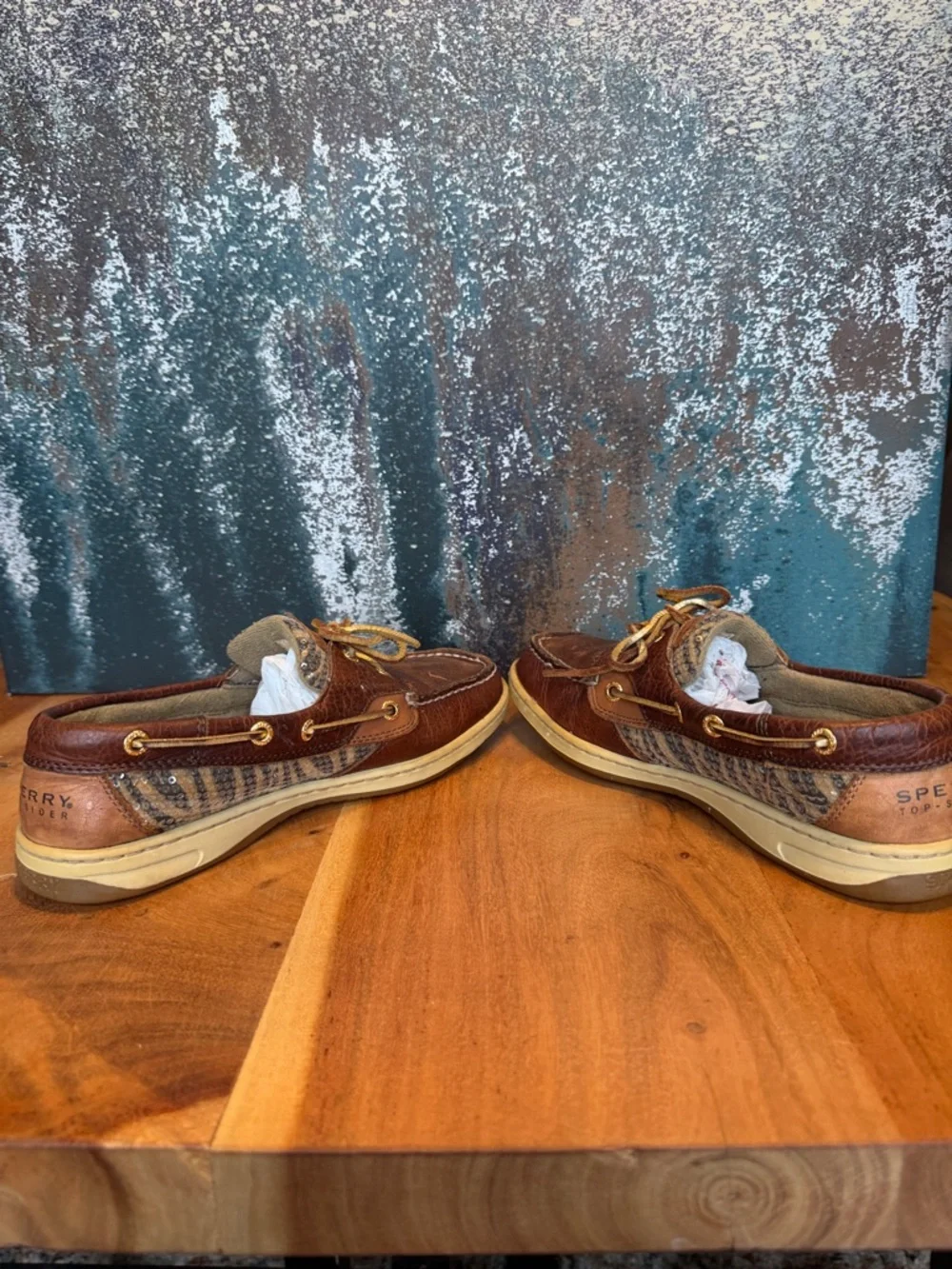 Sperry Top-Sider 2010’s Statement Brown Leather Boat Shoes‎ Zebra (Fair)